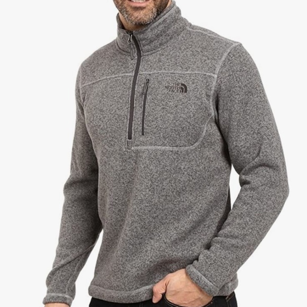 Men's North Face Sz L Gordon Lyon 1/4 Zip Fleece Sweater Heather Grey